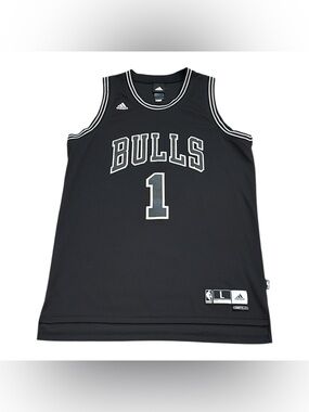Adidas Chicago Bulls Derrick Rose Black Stitched Basketball Jersey Mens Large +2